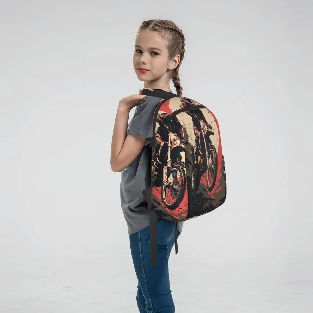 Motorcycle Rider In Mountain Graffiti Backpack Daypack Boys Girls BookBag School Bag Shoulder Bags for Men Women