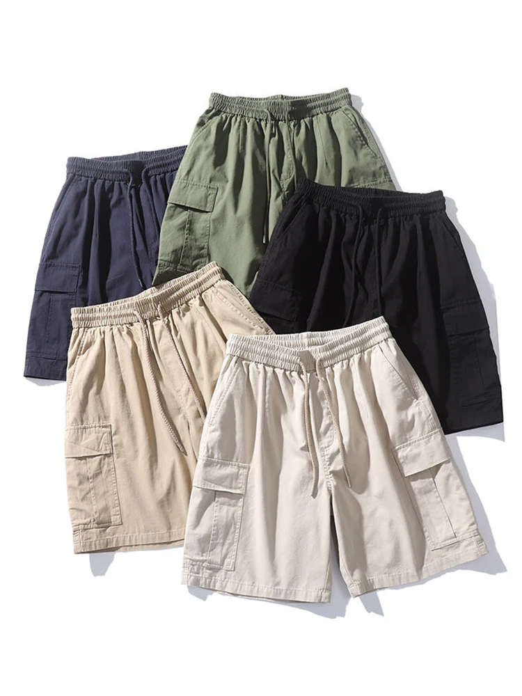 

Waed Pure Cotton Workwear orts Men's American Sle Multi-ket Loose Straight Leg Five-Quarter Casual Trousers