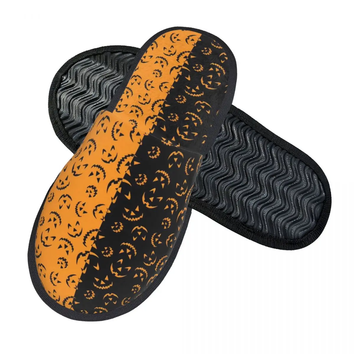 Winter House Cotton Slippers Halloween Ghost Pumpkin Spooky Witch Household Fur Slides Slippers Bedroom Cozy Anti-skid Slides