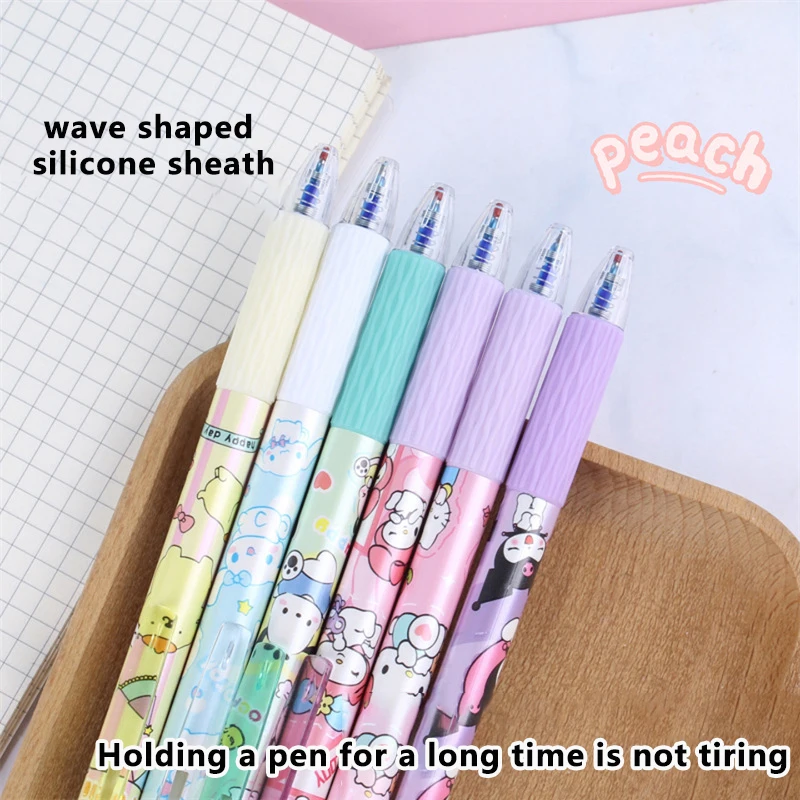 1/6pcs Cartoon Sanrio lösch barer Gel stift Cinnamon roll Kuromi Melodie 0,5mm blaue Tinte schreiben schnell trocknenden Stift Student Briefpapier