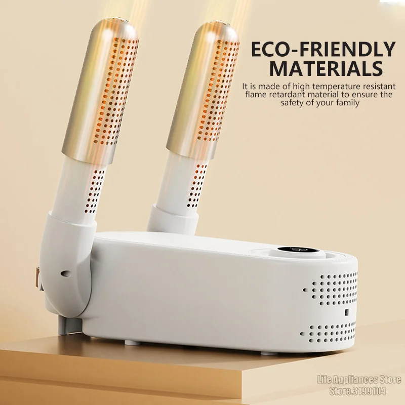 Sepatu pengering elektrik portabel untuk anak-anak dewasa PTC pemanas 4 pengaturan waktu roda gigi sepatu lipat mesin pengering Bahan Keamanan