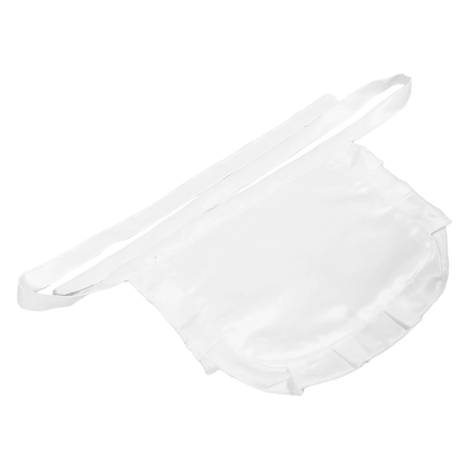 

White Ruffled Half Apron Maid Cosplay Waist Apron Women Lolita Kitchen Server Party Costume Accessory Long Strap