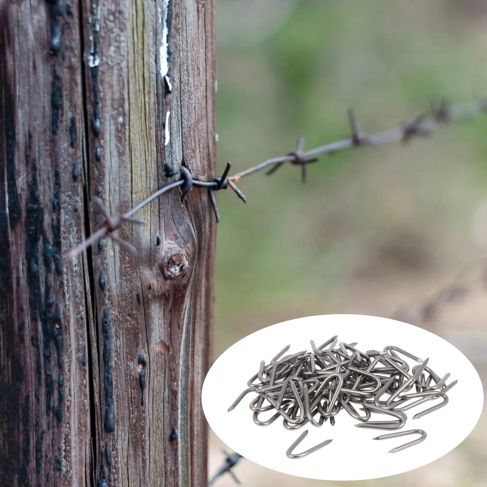 

70pcs U-Shaped Iron Garden Nails Fixing Staples Durable Ground Wire Fencing Tools for Chicken Mesh Chain Link Barbed Wire Fence