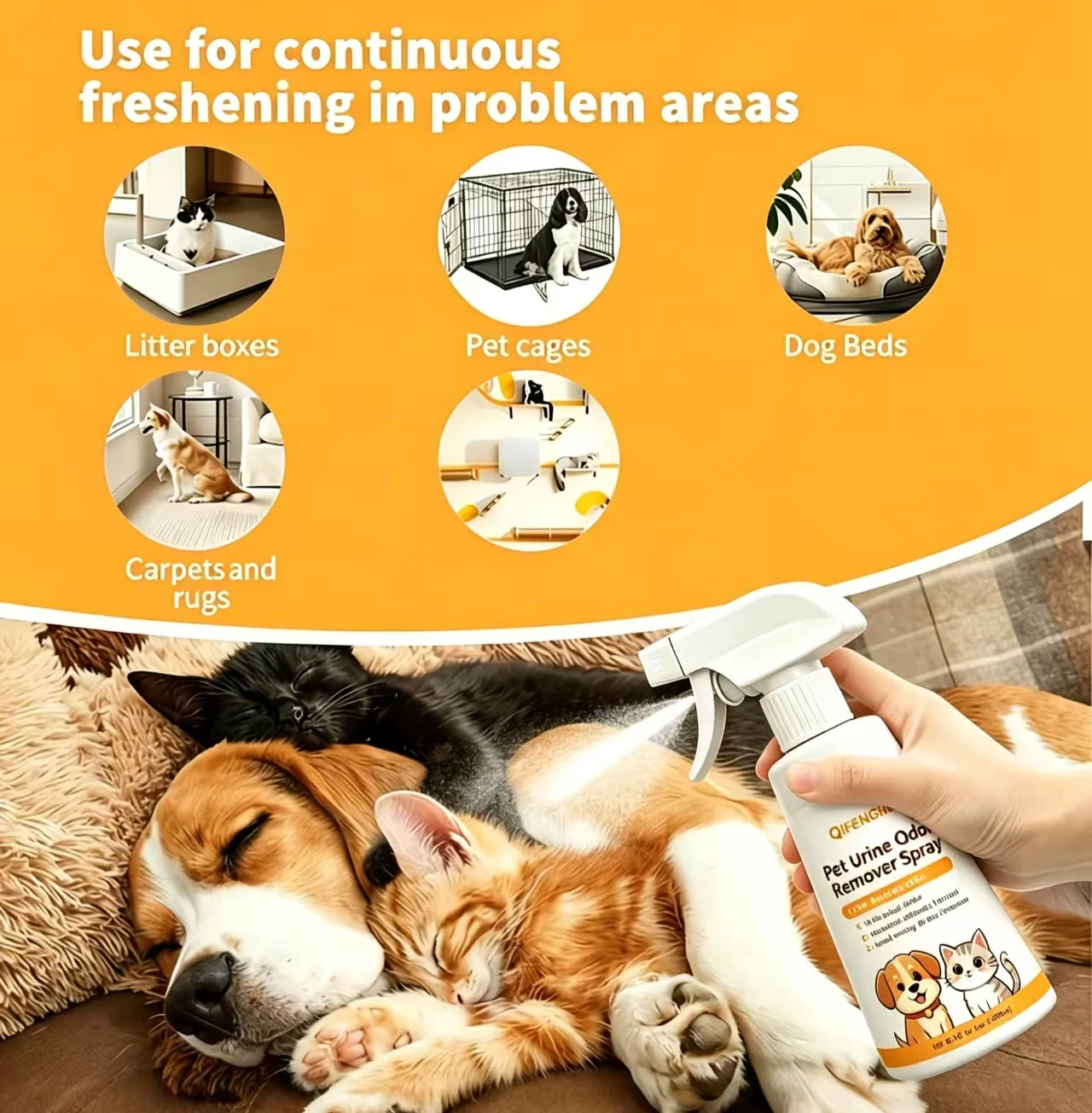 200ml Pet Urine Odor Remover Spray, Pet-Safe Gentle Formula Eliminate Strong Lingering Urine Odors, Neutralize Not Just Mask Sme