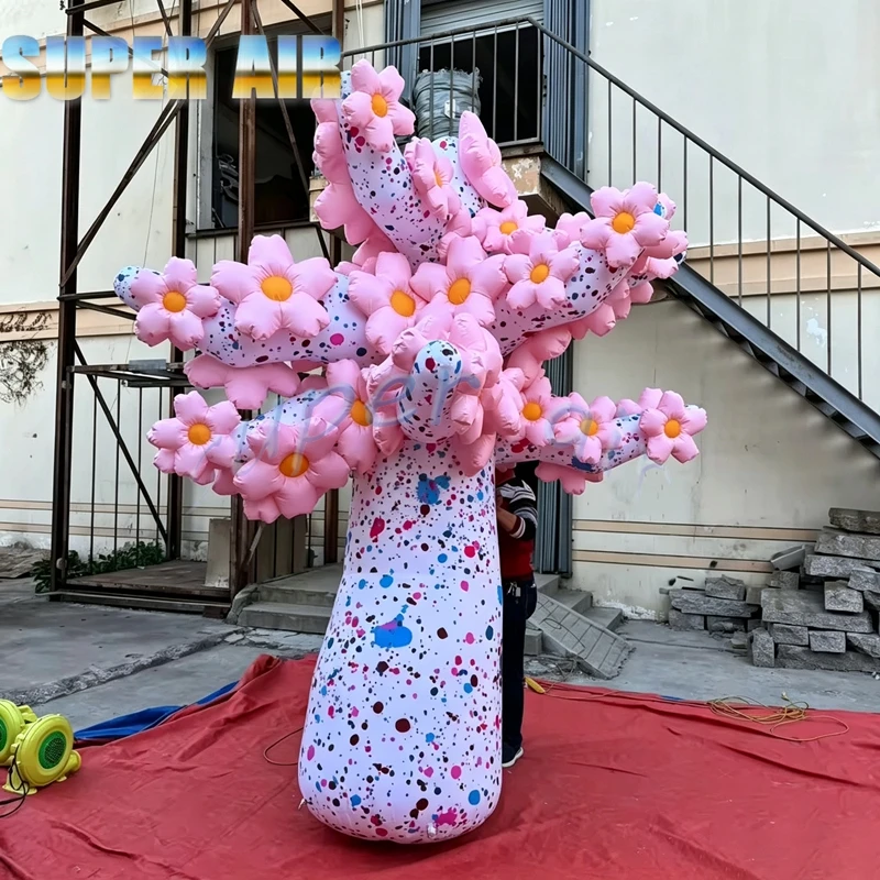 Large Inflatable Sakura Flower Tree, Inflatable Art Installation for Shopping Mall, Photo Spot, Commercial Event Decoration