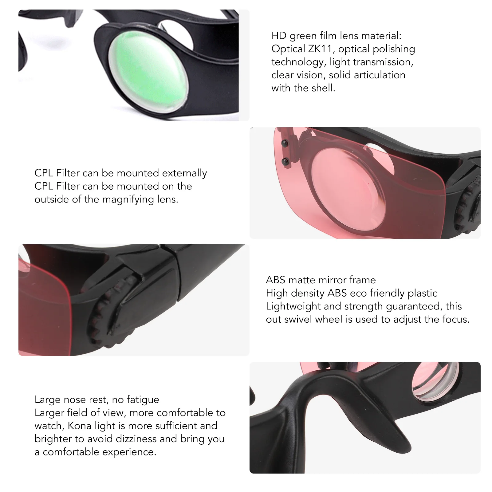 Fishing Binocular Glasses, 8x Zoom Telescope Glasses, Nose Rest Fishing Binocular Glasses Triple Color CPL Filters