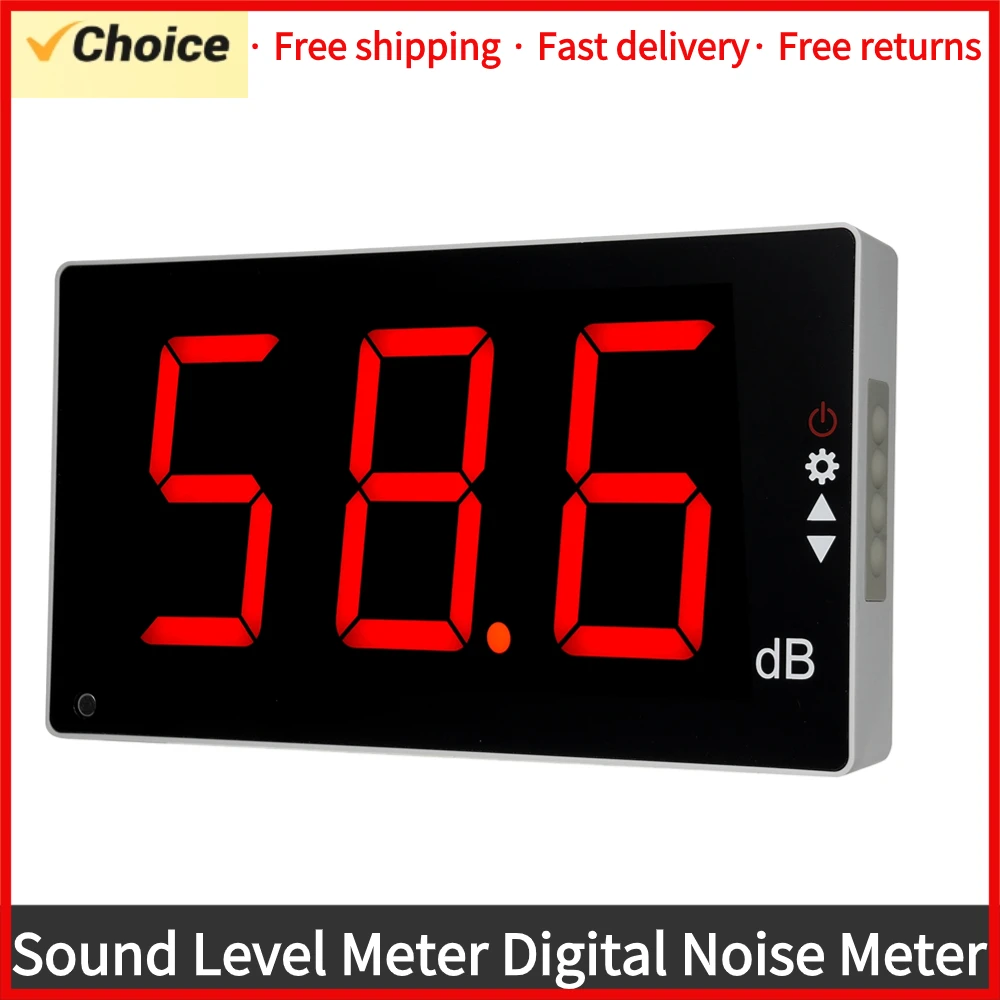 Sound Level Meter with Large LCD Screen Wall Mounted Digital Sound Level Meter Digital Noise Meter Decibel Monitoring Tester