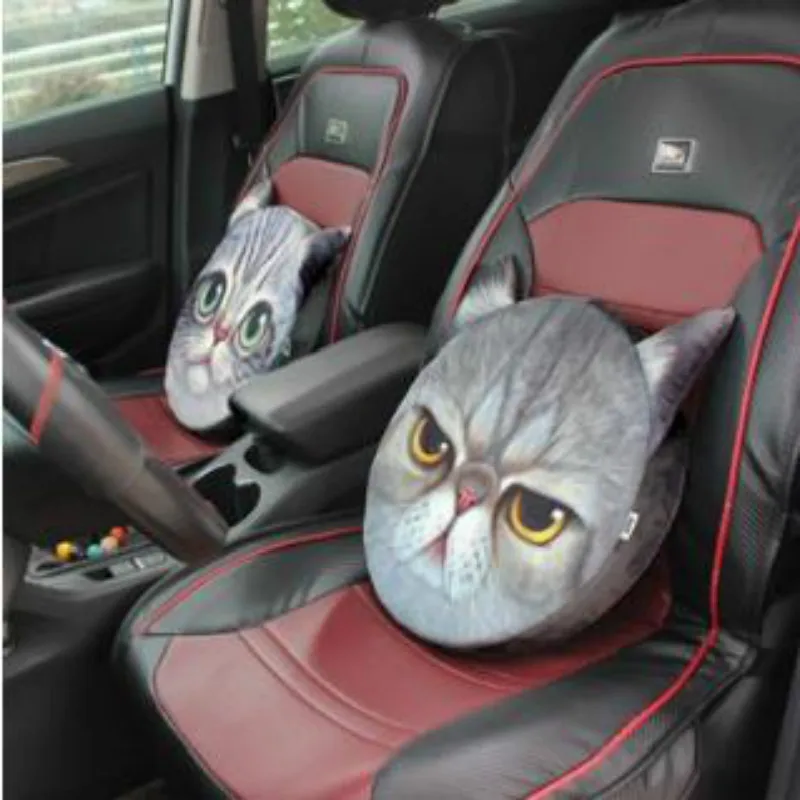 3D Cute Cat Dog Head Pillow Cushion Home Sofa Car Seat Cushions Creative Cartoon Cat Nap Pillow Cushion Gift