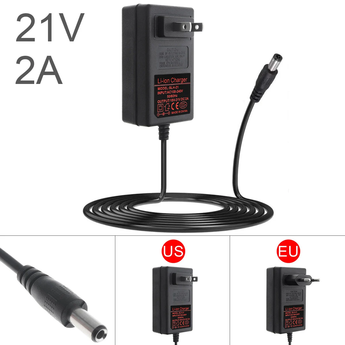 Carregador de Bateria de Lítio Chave de Fenda Elétrica 18v Série 18650 Bateria de Lítio Carregador de Parede Adaptador de Energia Carregador ue Eua 21v 2a