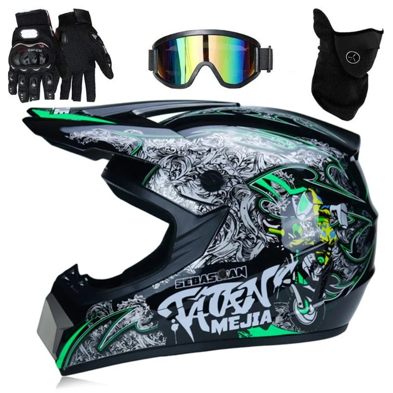 

Professional Motocross Helmet For Kids Adults Motocross Dirt Bike Off Road Motorcycle Helmet With Goggles Gloves Face Cover