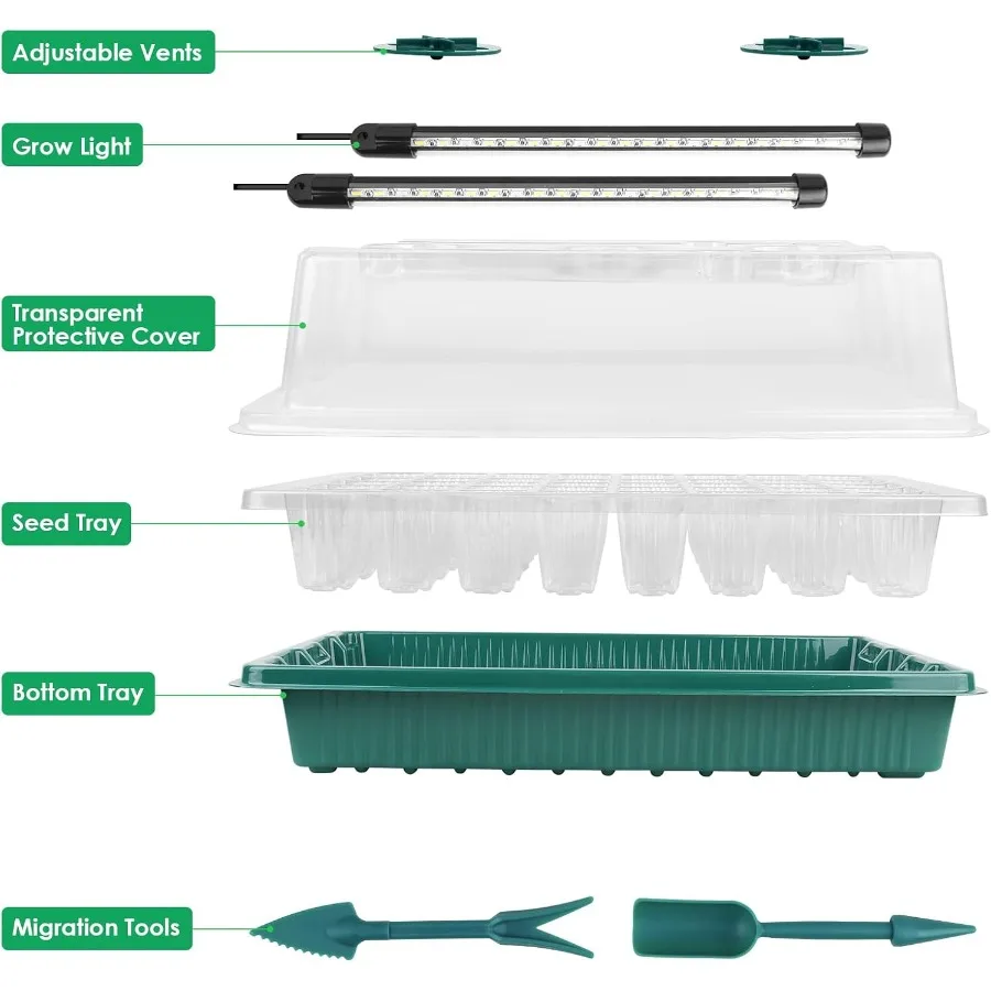 Sondiko Seed Starter Tray with Grow Light 80 Cells Seed Starter Kit with Humidity Dome Adjustable Brightness Plant Starter Tray