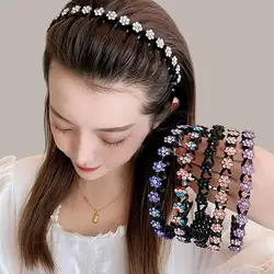 Women's Broken Hair Net Red Headband, Organized Bangs, Anti Slip New Versatile Hair Accessories, Wave Bands, Diamond Hair Clips