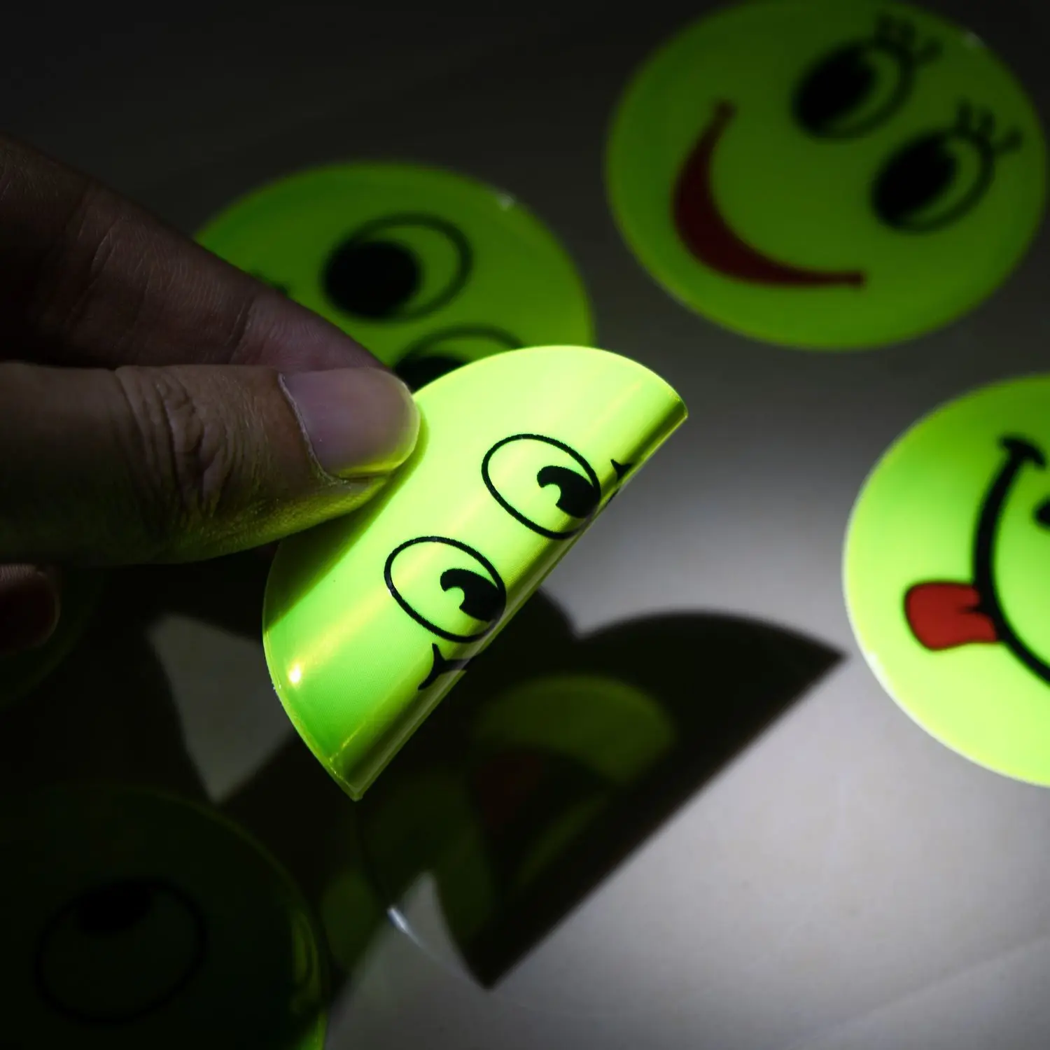 Adorable Cartoon Reflective Safety Stickers Backpack Clear Smiley Face Waterproof Self Adhesive Decorative School Bag Accessory