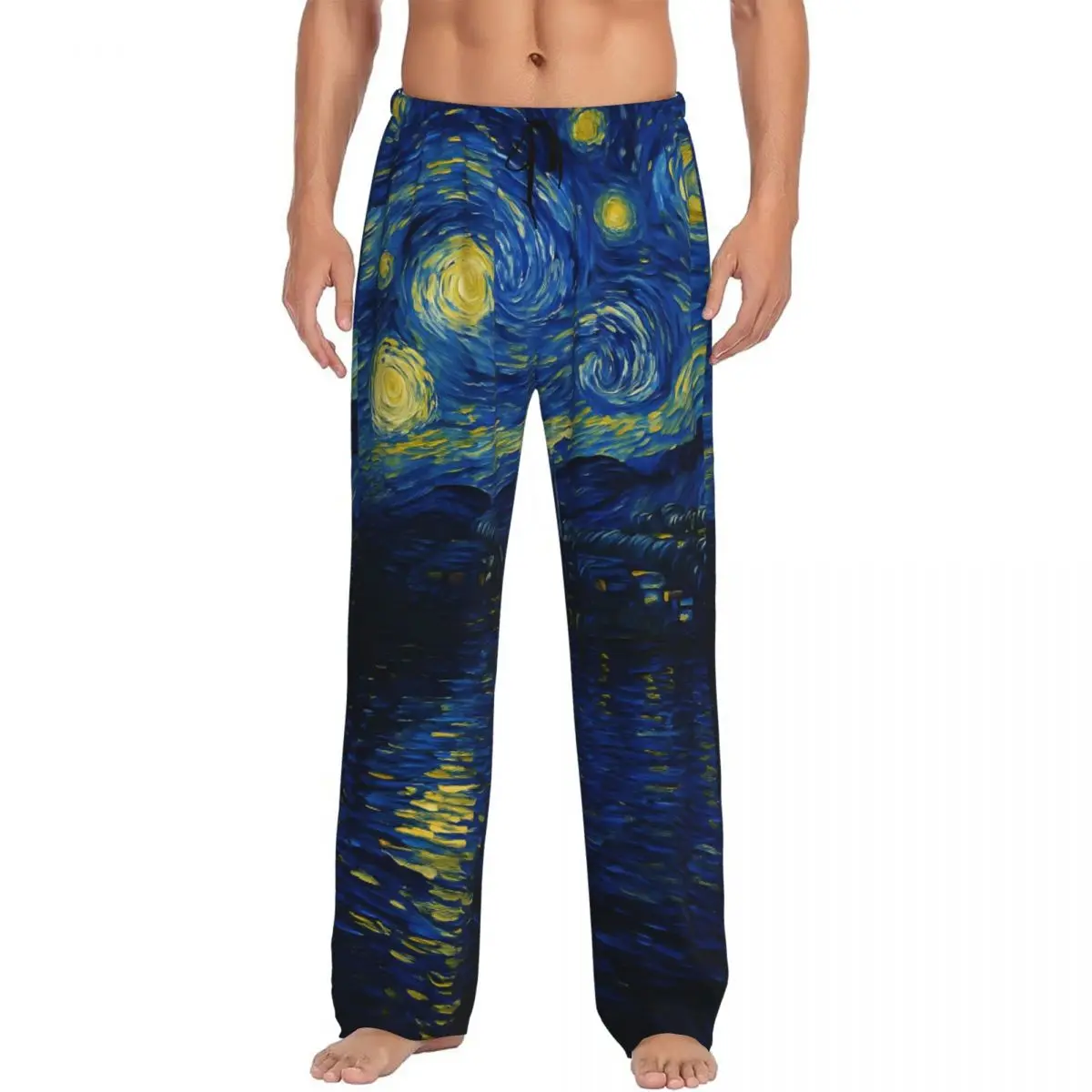 

Custom Men Vincent Van Gogh Pajama Pants Print The Starry Night Sleep Sleepwear Bottoms with Pockets