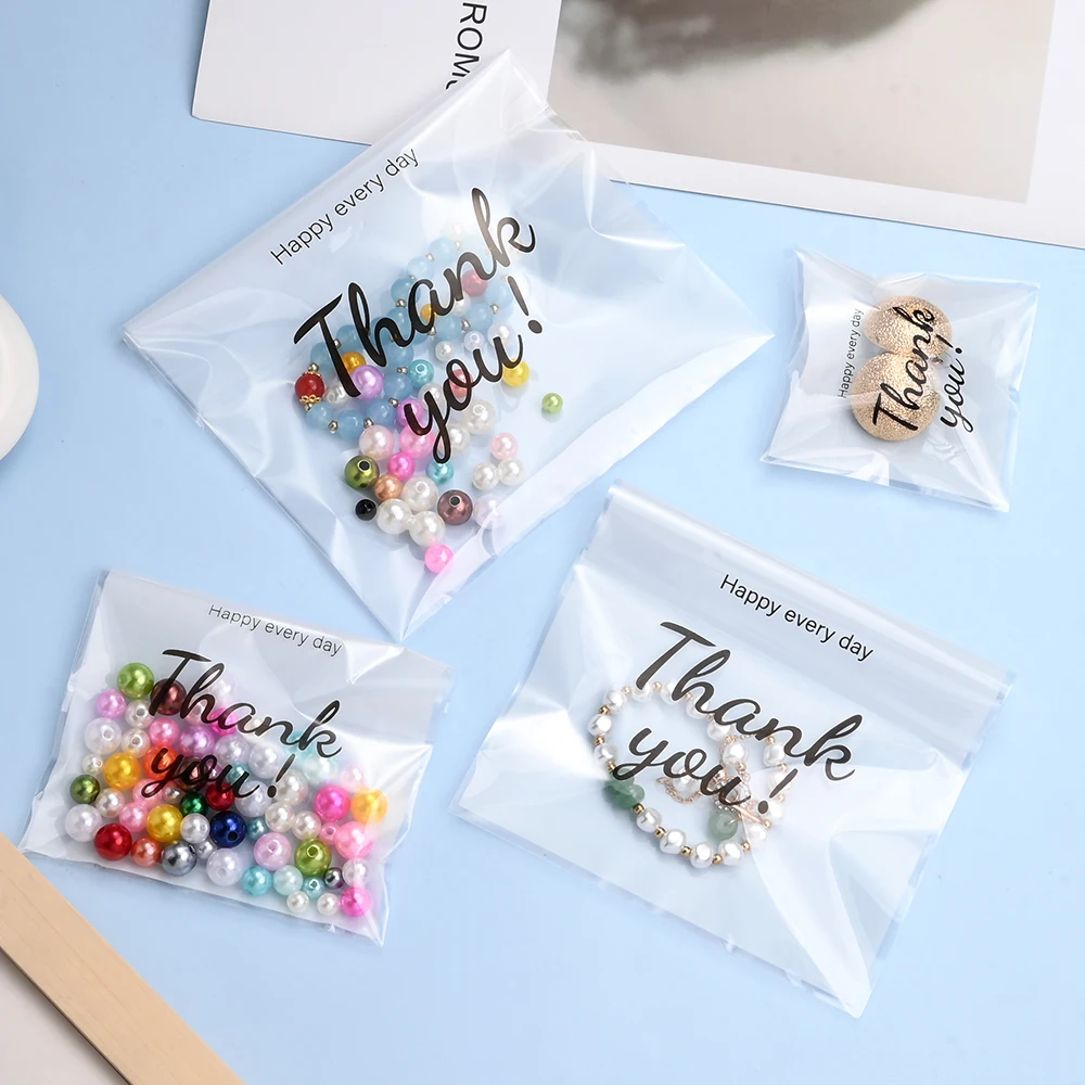 100 Stück "Danke" Bedruckte Mini-Druckverschlussbeutel Klare Plastikbeutel für Schmuck, Perlen, Süßigkeiten und Bastelmaterial (Verschiedene Größen) – Detail 4