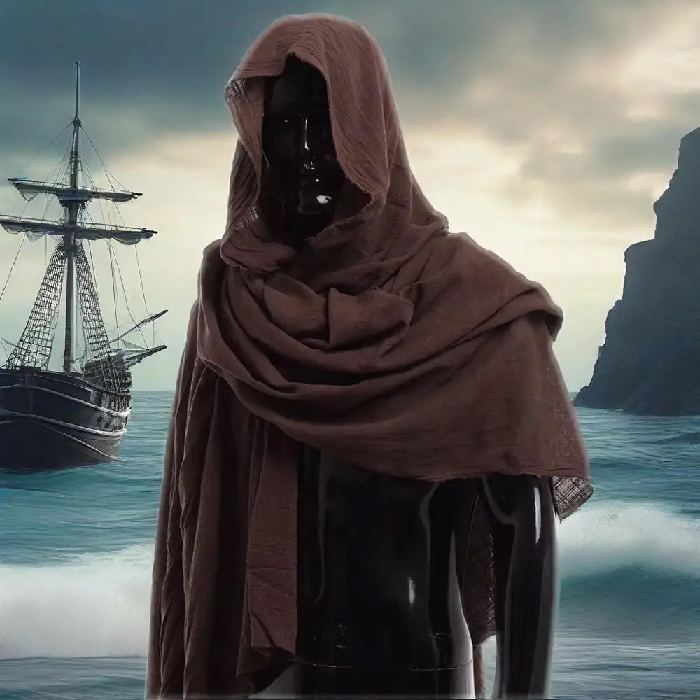 

Средневековый пиратский ретро шарф с капюшоном, плащ в стиле Ренессанс, плащ ведьмы смерти в стиле ретро, костюм для косплея на Хэллоуин, капюшон на плечо, осень