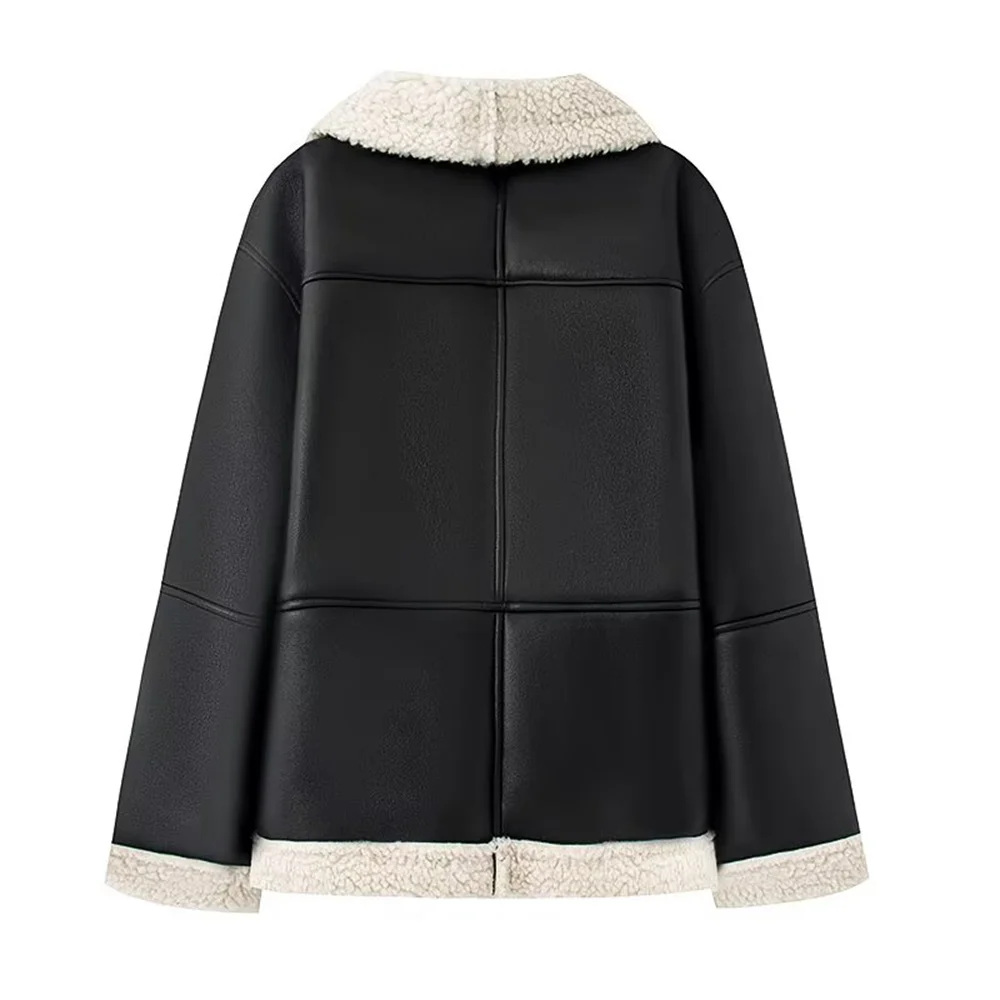 women's new European and American style French fashion cashmere leather fur collar composite jacket jacket