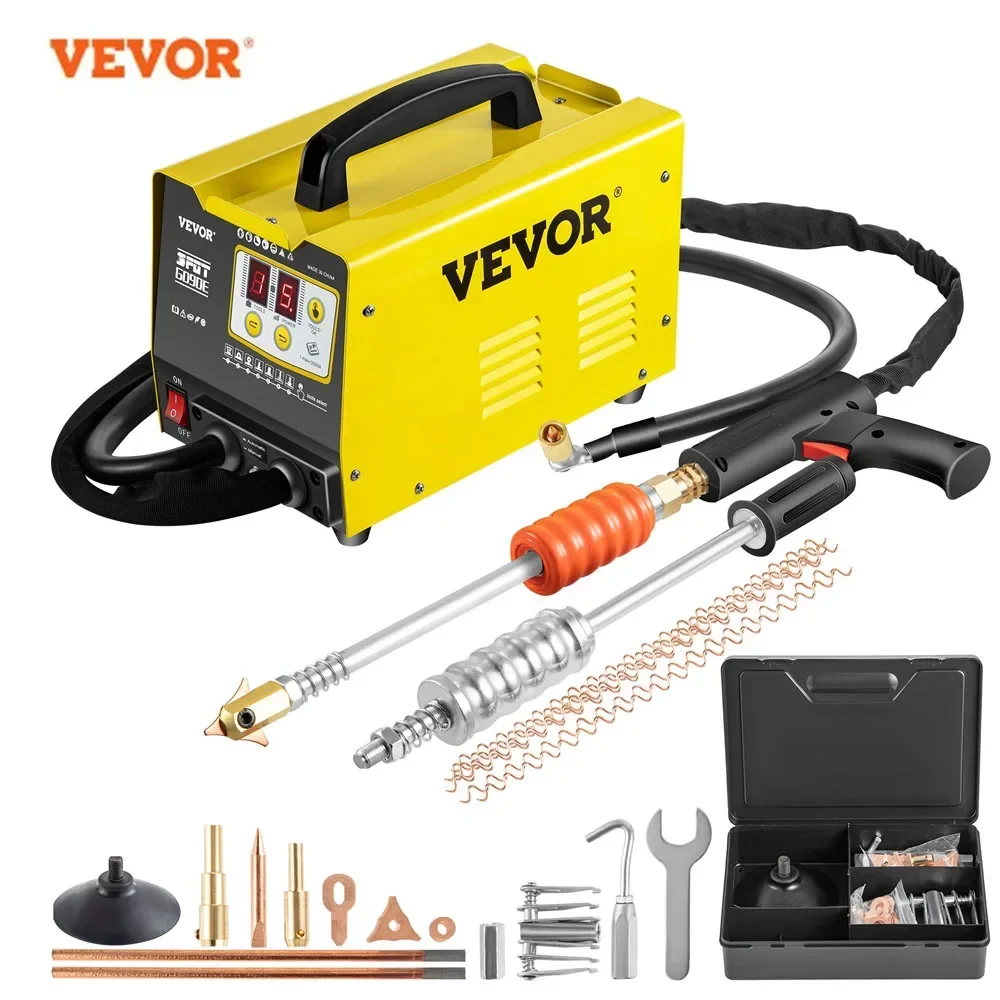 

VEVOR Dent Puller Welder Vehicle Repair Kit 0.6-1.2mm Welding Head Restore Tools 3KW 220/110V for Auto Body Panel Spotter