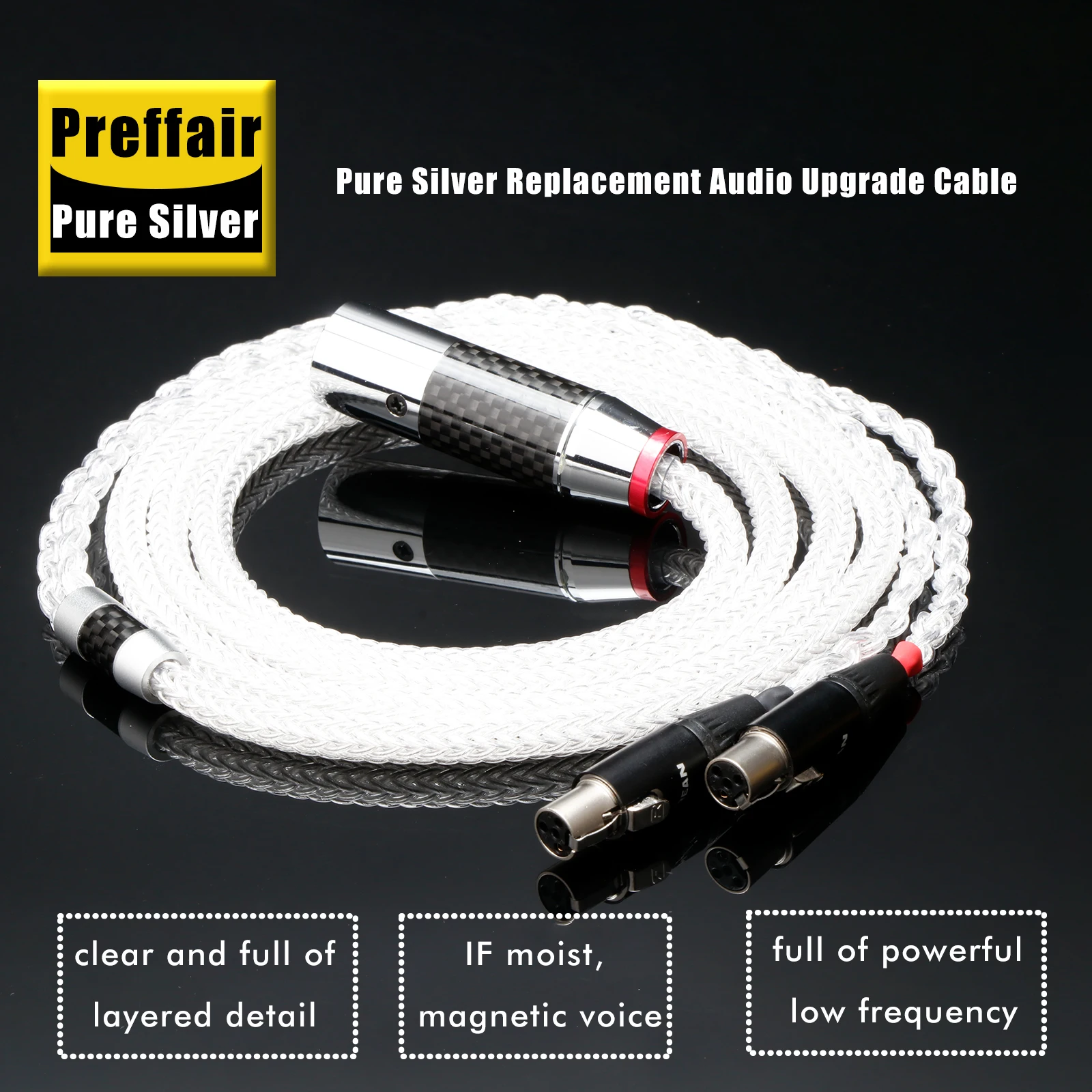 

HiFi Audio 16Cores Pure Silver Upgrade Earphone Cable XLR/4.4/2.5/6.35mm for Hifiman Sundara Ananda HE4XX HE560 HE-350 HE1000se