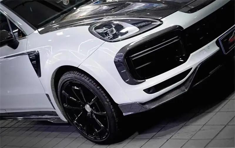 لبورشه كايين 2024 ReaI ألياف الكربون المصد الأمامي الشفة المفسد كيت