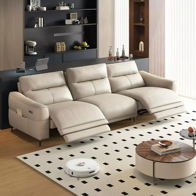 

European Design Electric Sofa Leather Waterproof Oversized Italian Recliner Sofa Lounge Loveseat Divano Sottovuoto Furniture