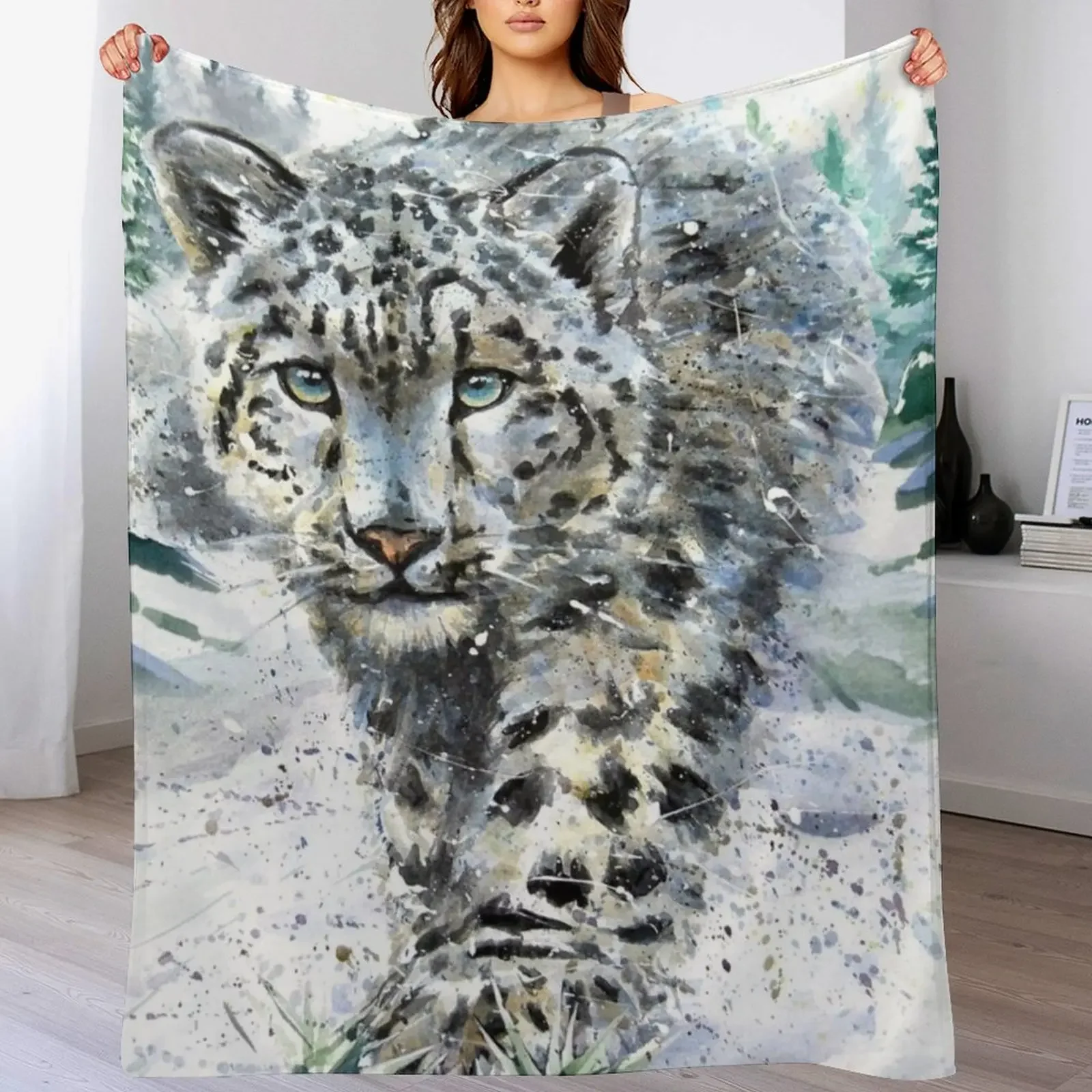 

The Himalayan Snow Leopard Throw Blanket Comforter For Sofa Thin Loose Hairys Blankets