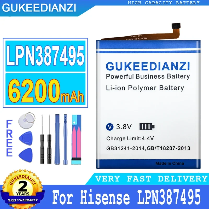 

6200mAh GUKEEDIANZI Battery For Hisense LPN387495 Big Power Bateria