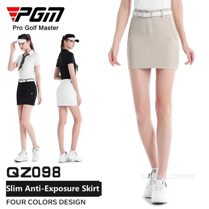 Pgm Golf Clothing Women\'s Short Skirt Breathable Quick Drying Sports Pencil Skirt Casual Zipper Pocket Skorts with Inner Shorts