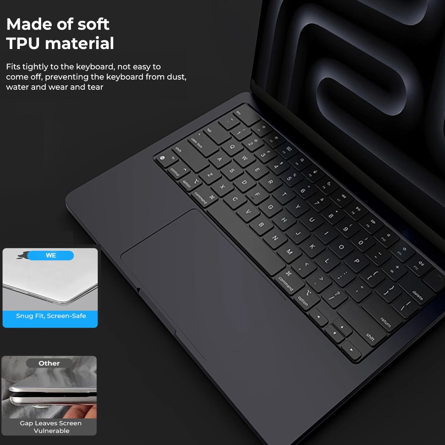 لملصقات لوحة المفاتيح الأمريكية، واقي رفيع للغاية لجهاز MacBook Air13.6 "15" M4 M3 M2، MacBook Pro 14 "16" M4 M3 M2 M1 Pro Max