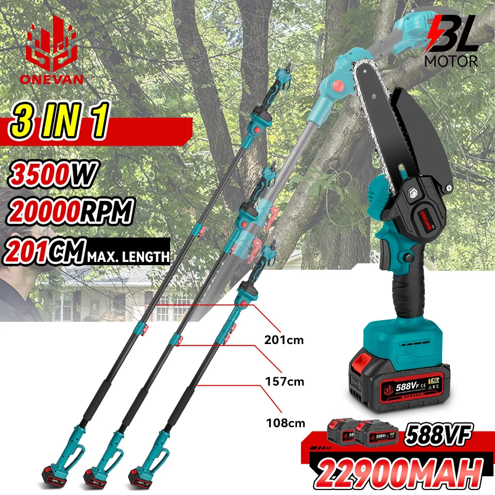 Brushless Electric Long Reach Pole Cordless Pruner Lithium Pruning Shears