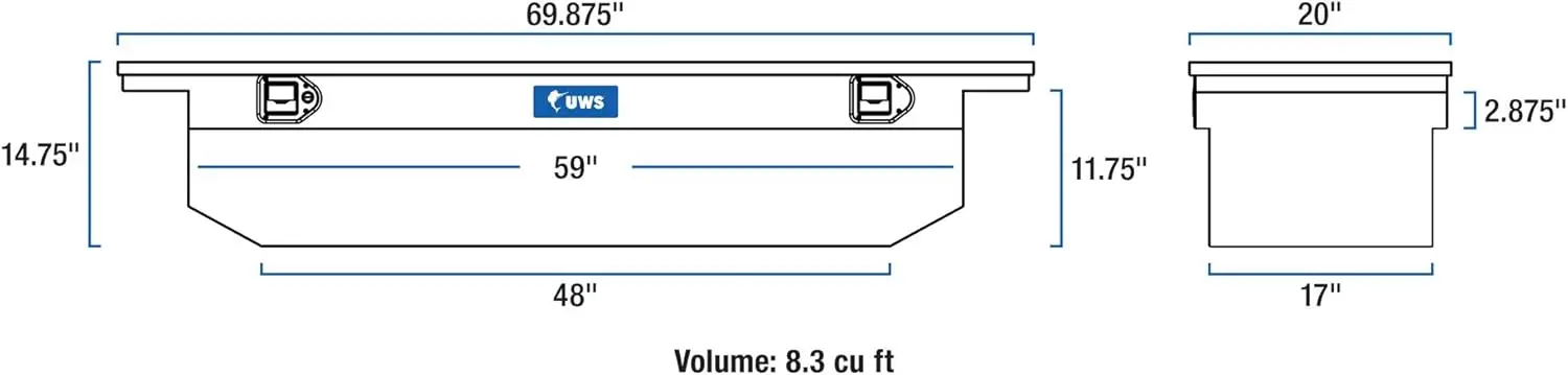 EC10421 69-Inch Heavy-Wall Aluminum Angled Truck Tool Box with Low Profile, RigidCore Lid