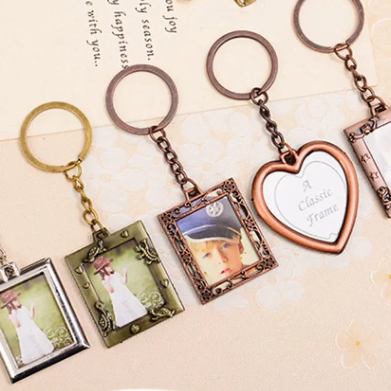 MINI Frame Alloy Photo Frames Keyring Keychain Decoration Photo Props Photo Display Holder Party Desk Decor Gifts Ornaments