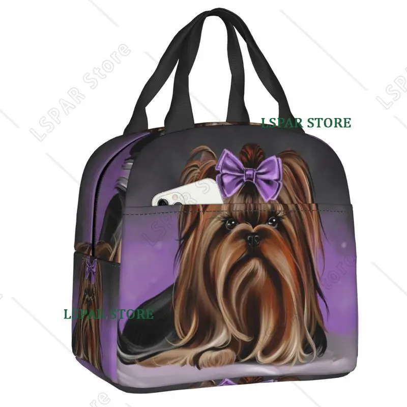 Yorkshire Terrier Dog Resuable Lunch Boxes for Women Waterproof Yorkie Lover Thermal Cooler Food Insulated Lunch Bag Office Work