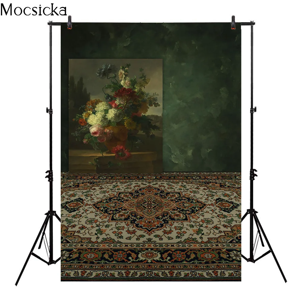 Mocsicka ฉากหลังสำหรับถ่ายรูปทำมือ, ภาพวาดสีน้ำมันแบบตุรกีสำหรับผู้หญิงพื้นหลังคุณแม่สำหรับถ่ายรูปโปรสตูดิโอ