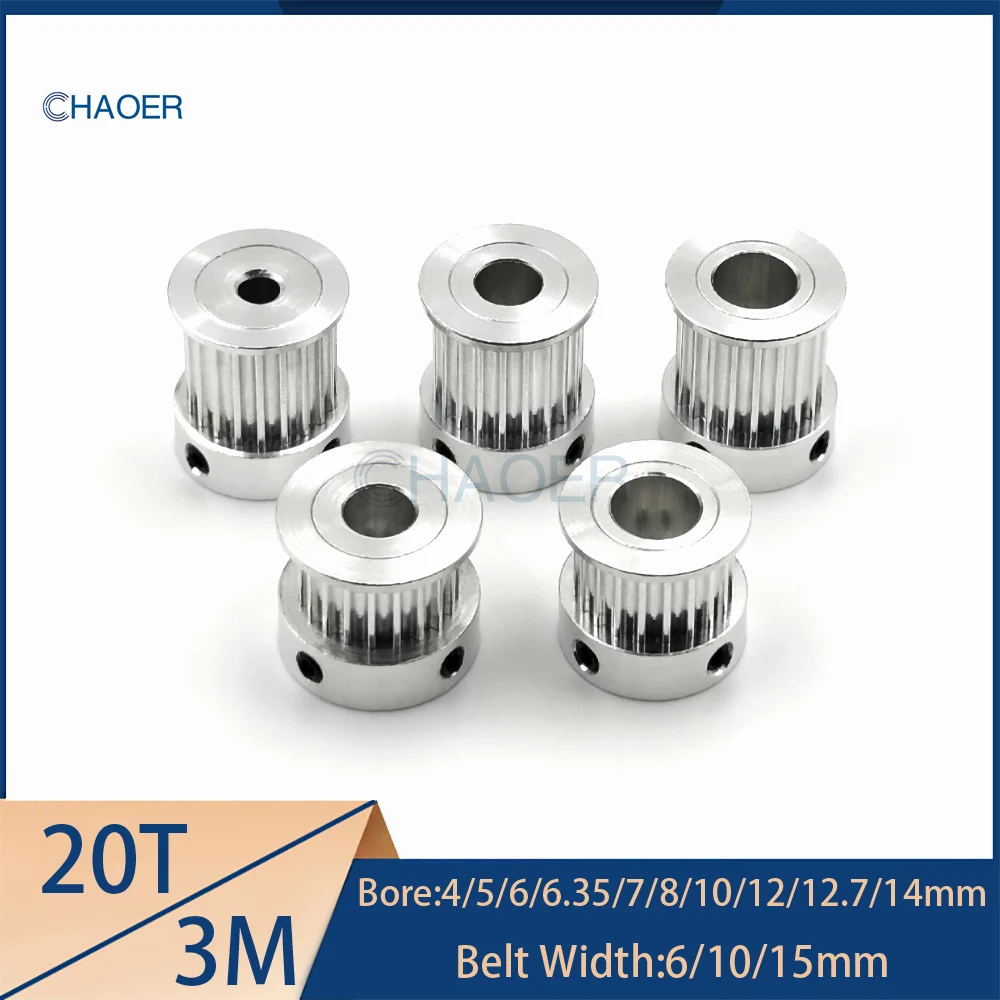 

HTD3M 20 Teeth Timing Pulley Bore 4/5/6/6.35/7/8/10/12/12.7/14mm For Synchronous Belt Width 6/10/15mm 3M 20Teeth Gears 20T Wheel