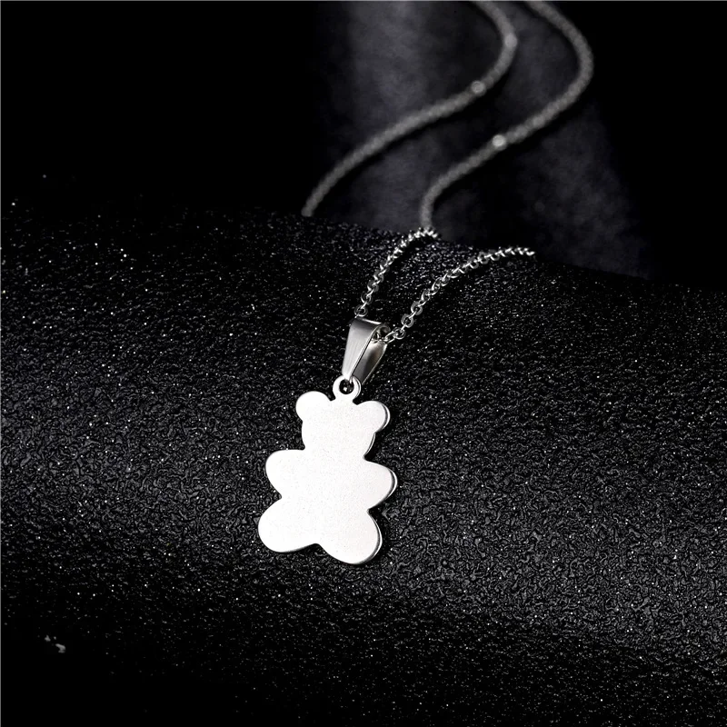 2021 New Trend Cute Bear Necklace For Women Stainless Steel Minimalist Animal Pendant & Choker Jewelry Gift High Quality