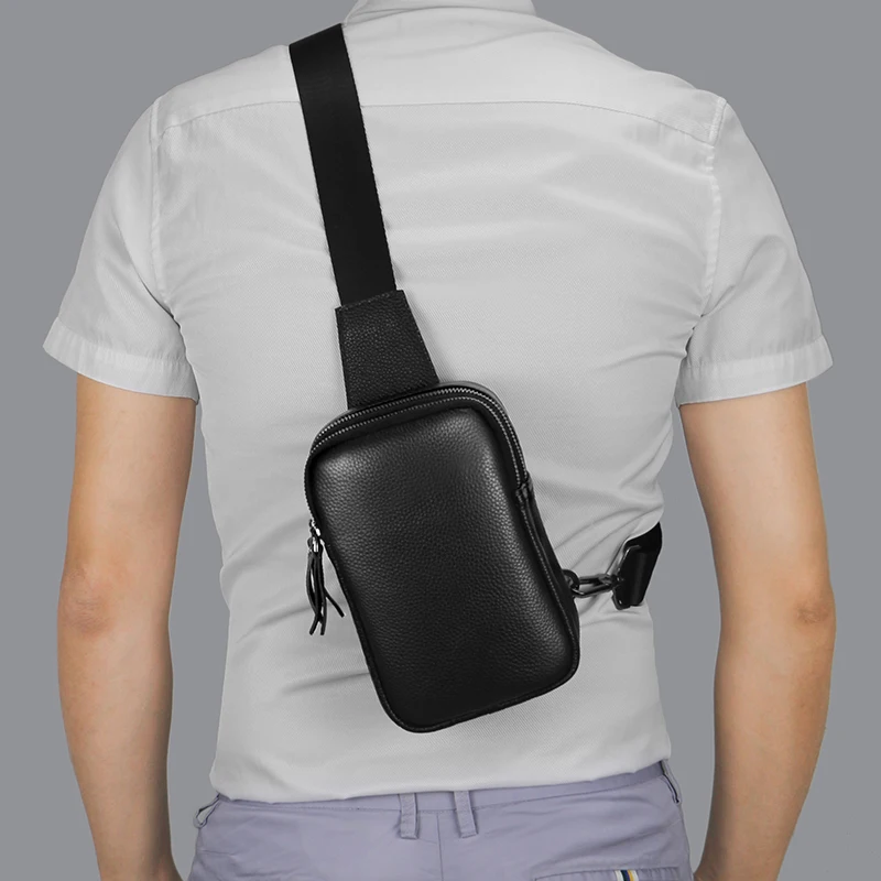 Kleine Umhängetasche aus Leder für Herren, Schultertasche, Damen-Tagesrucksäcke, Brusttasche für Angeln, Reisen, Wandern, Rucksäcke, Outdoor-Sportarten – Detail 9