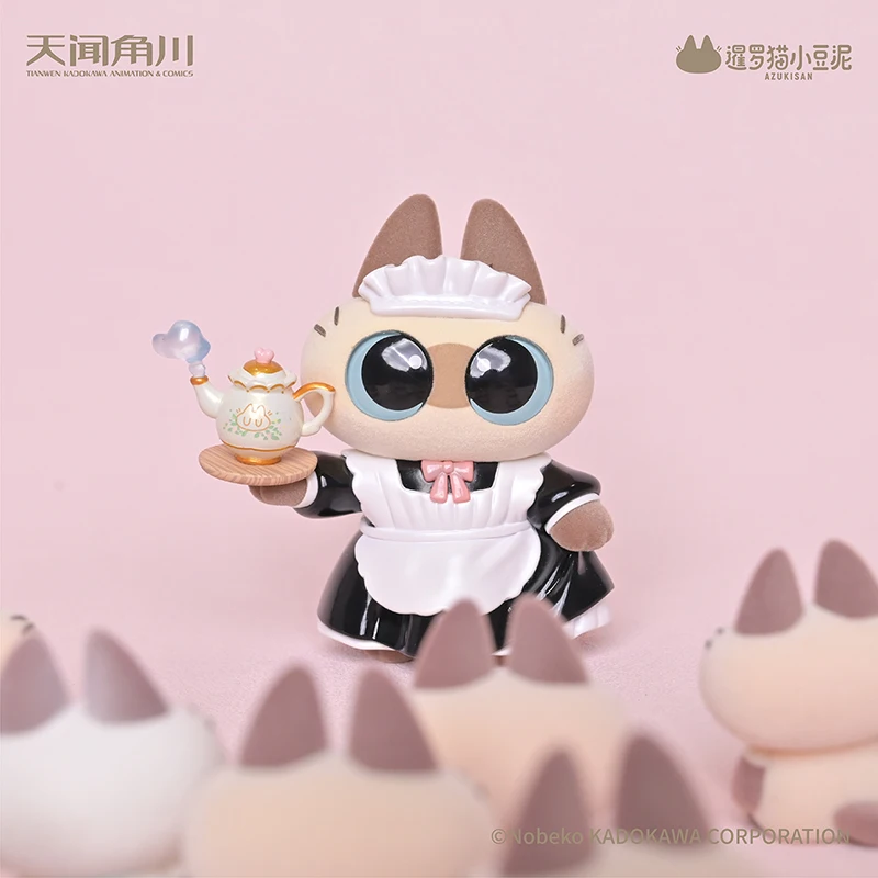 الرسمية Azukisan خادمة سيامي القط الفول لصق مطعم سلسلة خادمة القط أنيمي الشكل جمع لعبة مجسمة حلية هدية عيد ميلاد #4