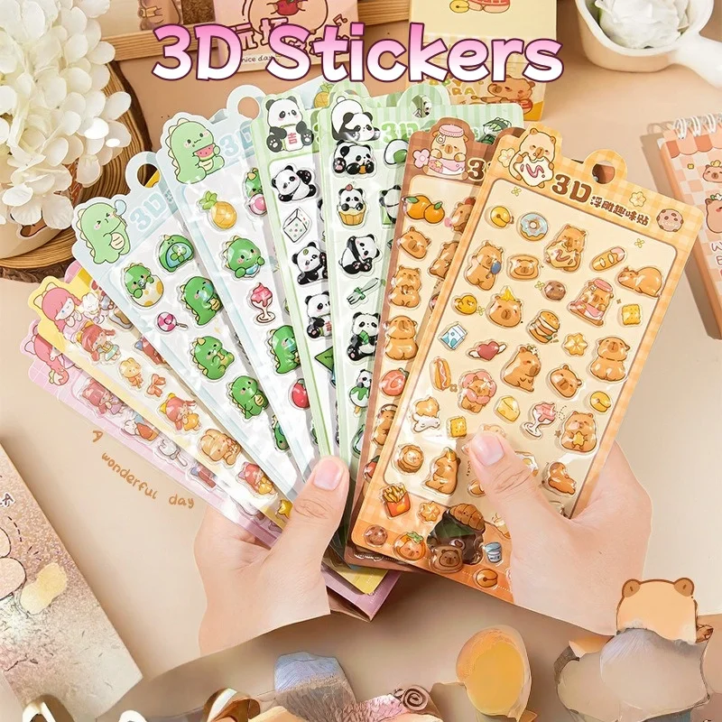 Adorable Capybara 3D Puffy Stickers – Waterproof & Scratch-Resistant, for Kids’ Scrapbooks, Home Decor, Multiple Sizes