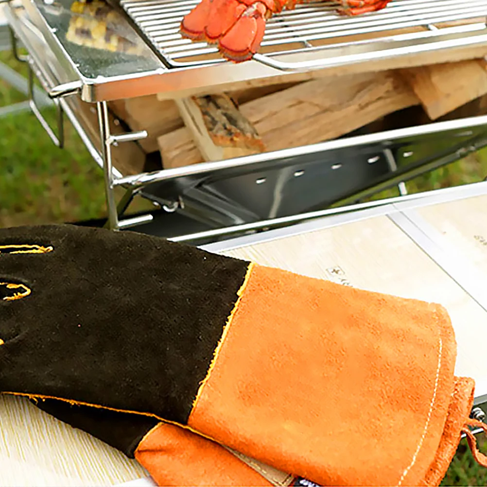 

1 Pair Protective Barbecue Gloves Double-Layer Heat-Resistant Camping Cooking Accessories