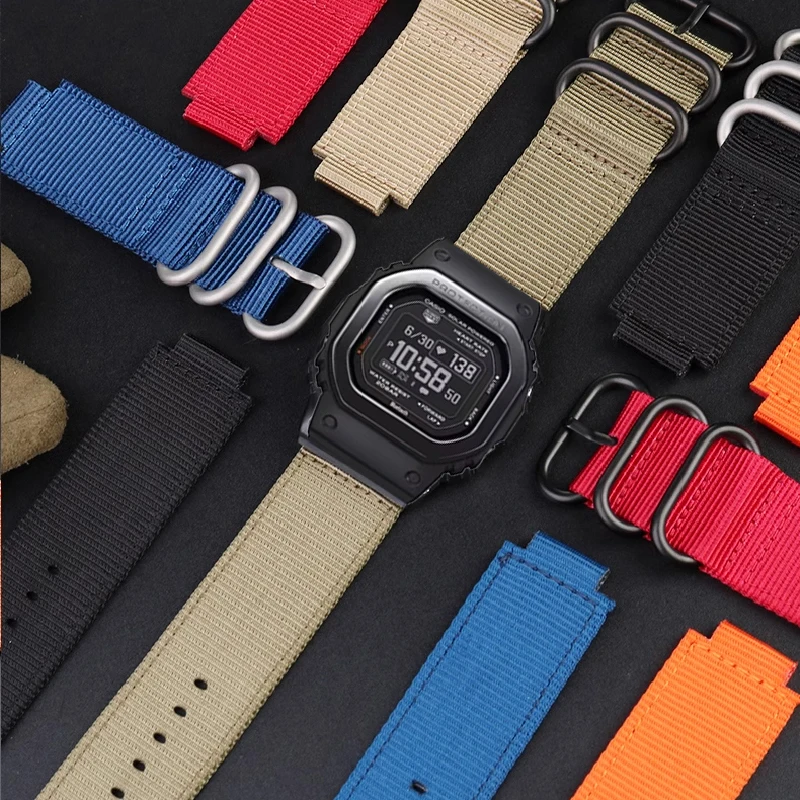 Modified Outdoor Nylon Watch Strap For Casio DW-H5600 DWH5600 Series 40th Anniversary Waterproof Bracelet Watch Bracelet