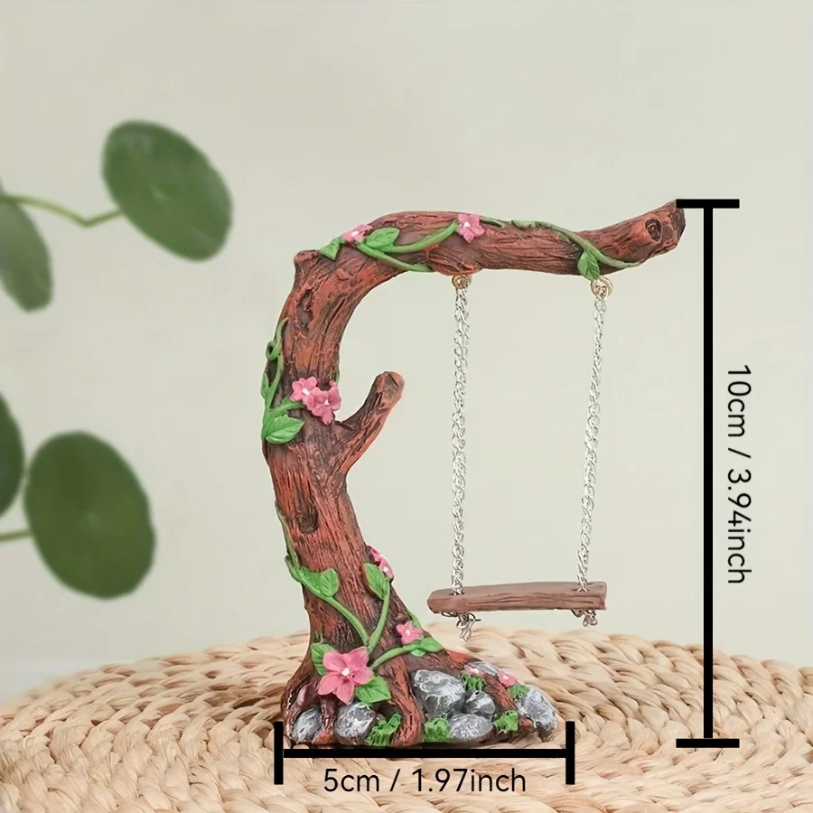 1pc Fairy Garden Decor - Vintage Resin Tree Stump with Pink Flowers,Magic Ornament for Patio Succulents &Indoor Desktop Displays