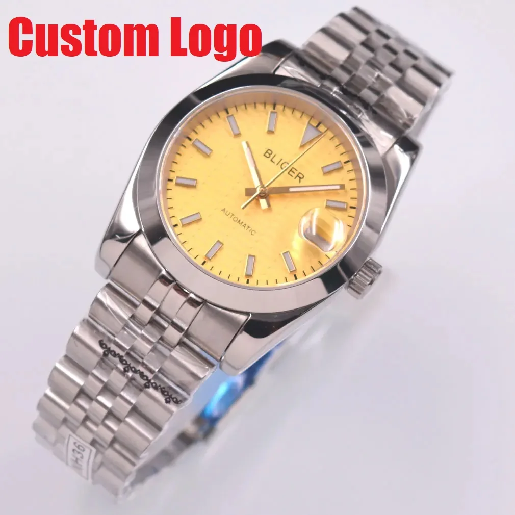 

Bliger 36mm/40mm Sapphire Glass Date NH35 Solid Stainless Steel Case Mechanical Automatic Mans Waterproof Luminous Watch