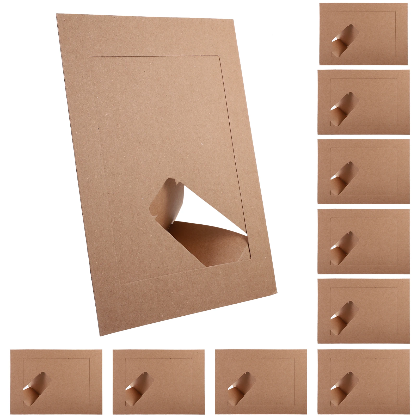 

10pcs Picture Frame Photo Frame Kraft Paper 7 Inch Vintage Home Decor Cardboard Picture Frames Rustic Display Tabletop