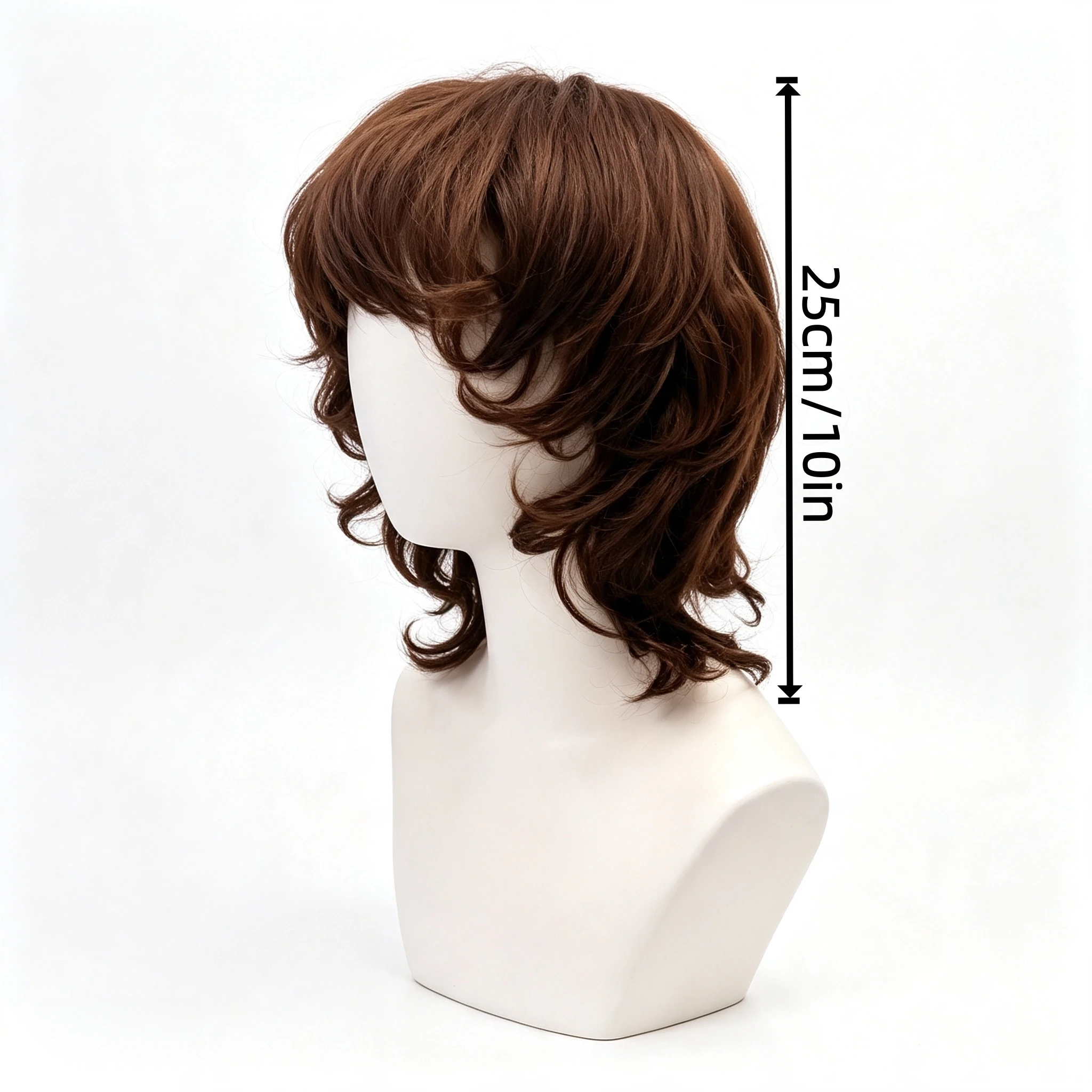 Men's Brown Short Wig, Natural Fluffy Layered Synthetic Hair Wig for Daily Wear, Halloween, Cosplay, Party and Holiday Costume A