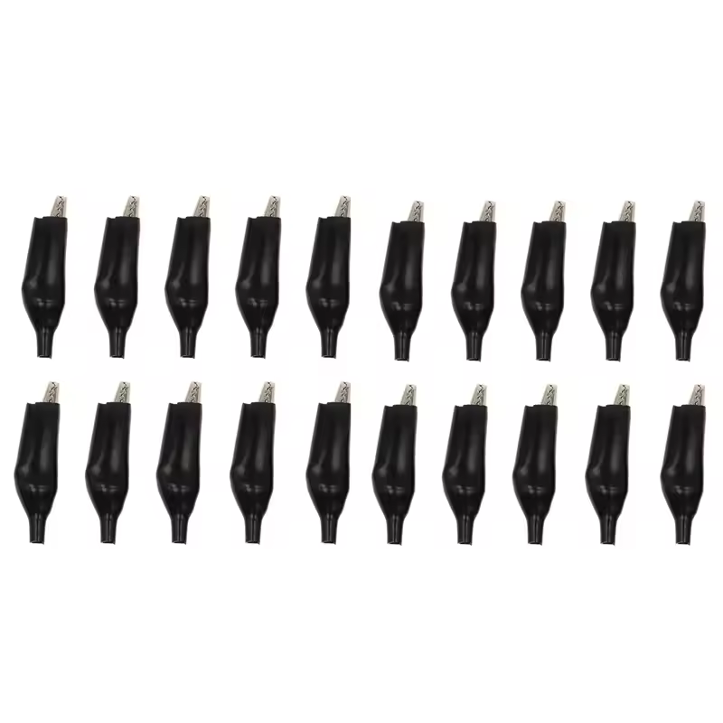 20 Pcs Crocodile type Clip 28MM Black Red Blue Black Yellow Soft Plastic Coated Testing Probe Mini Alligator Test Clips - Image 9