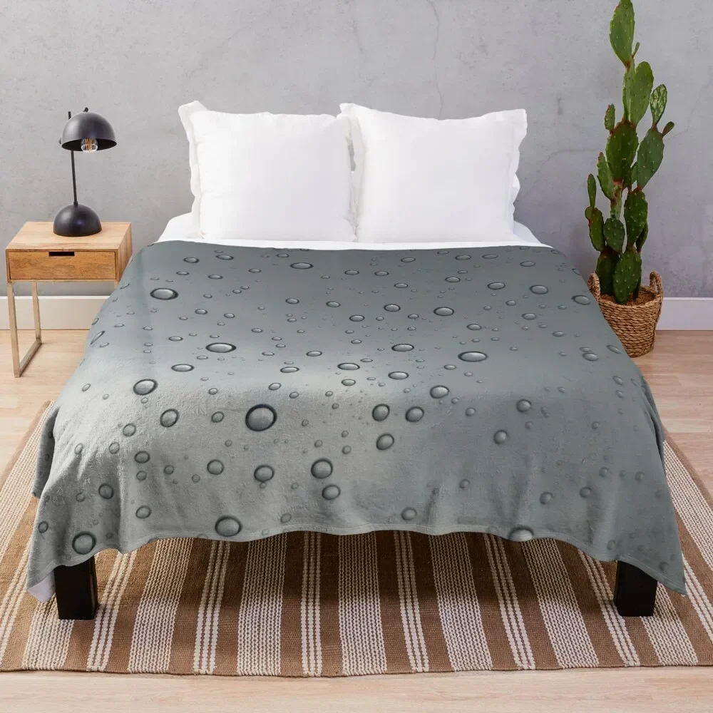 Waterdrops Flannel Throw Blanket Raining Theme Blanket King Full Queen Size for Kids Boys Girls Warm Lightweight Super Soft