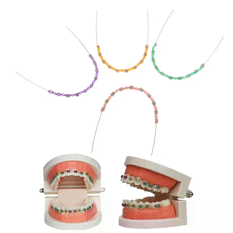 2Pcs/Pack Colorful Hook Temporary Tooth Decoration With Metal Wires Metal Bracket Orthodontic Ligature Ties Dental Decorations