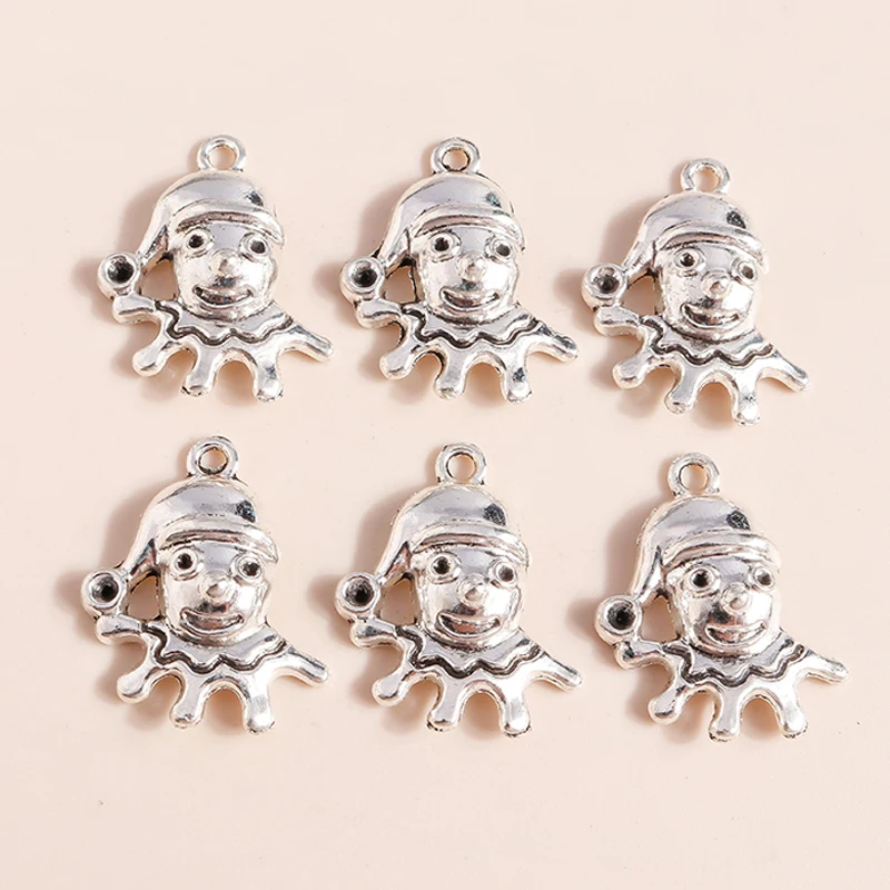 Leslie 15 Stück 18 x 21 mm lustige süße Clown-Anhänger für handgefertigten Schmuck, Ohrringe, Halsketten, Armbänder, DIY-Handwerk – Detail 6
