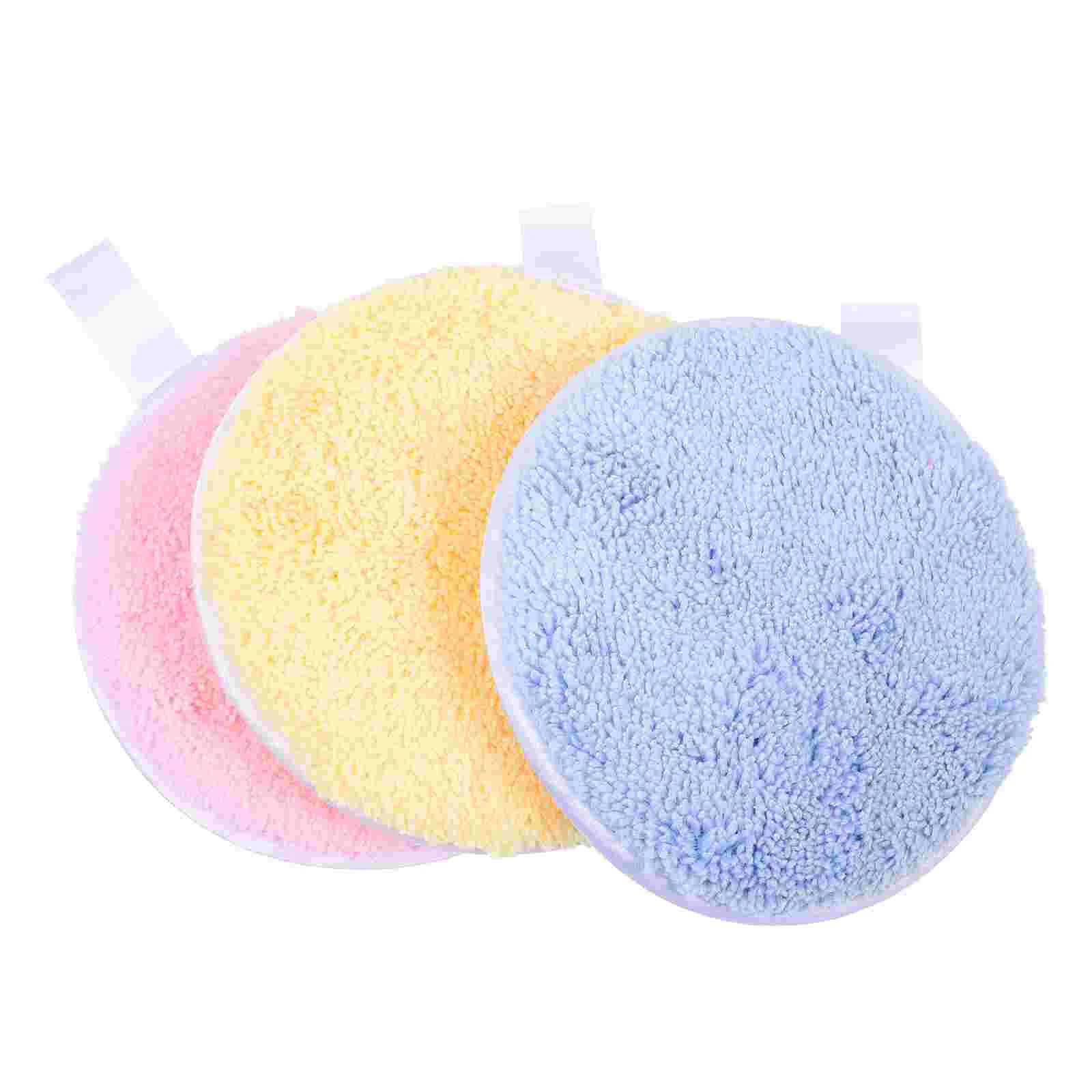 3 Pcs Round Cleansing Pads Compact Powder Puff Rounded Face Puffs Makeup Remover Simple